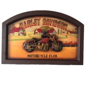 Harley-Davidson "Motorcycle Club" 3D Wooden Wall Plaque/ Hanging Man-cave 24X16
